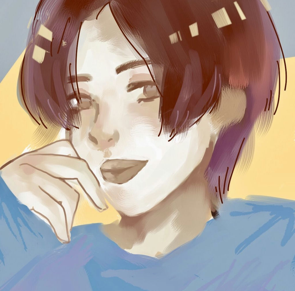 I believe I drew this during my first year of college. I didn't want to do my homework, so I decided to draw. This one was also drawn using SAI on my laptop — it reflects my style of using SAI brushes. I really do miss drawing with SAI. And although I don't have this hairstyle, this is actually a self-portrait. Just a girl chilling.