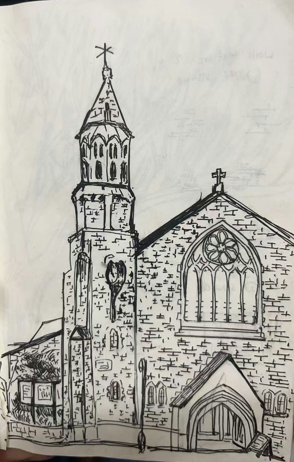 This sketch is special to me because it captures an everyday scene from my time studying abroad in the UK. This church stood right across from where I used to live, and it reminds me of those simple happy days as a student.
